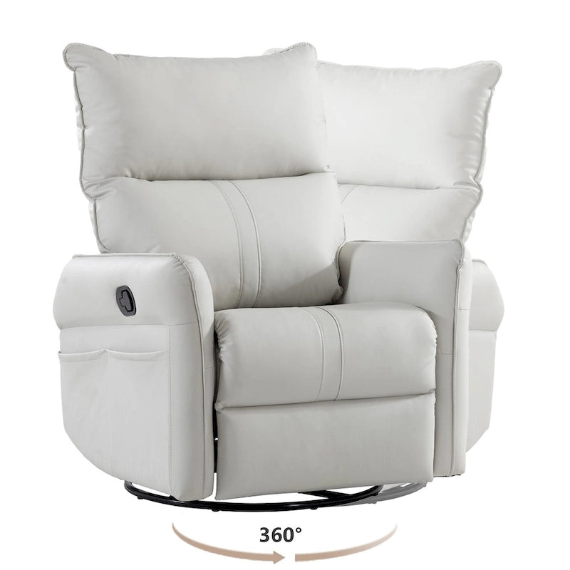 Modern Small Rocking Swivel Recliner Chair with Overstuffed Seat