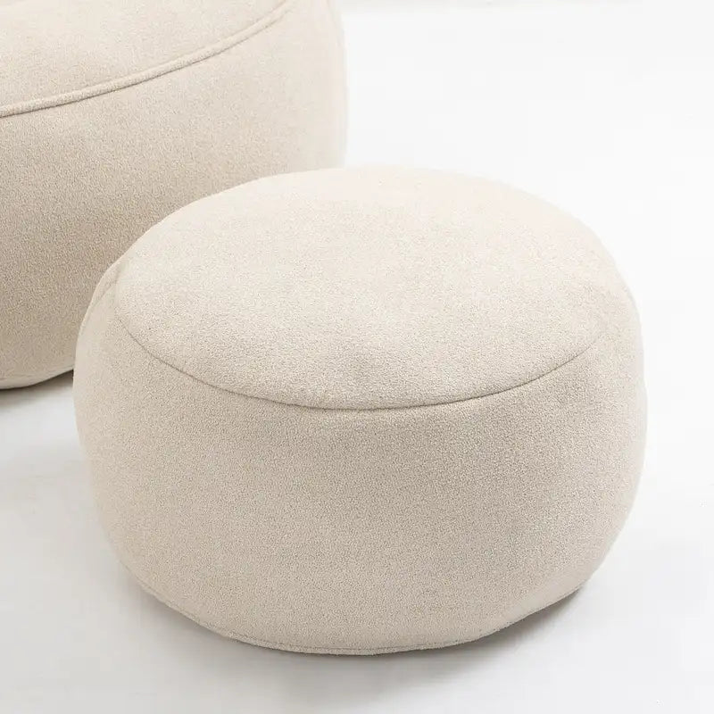 Beige Modern 40 Microfiber Accent Chair with Ottoman
