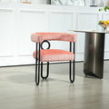 Pink 23.62 Upholstered Barrel Chair with Black Iron Frames