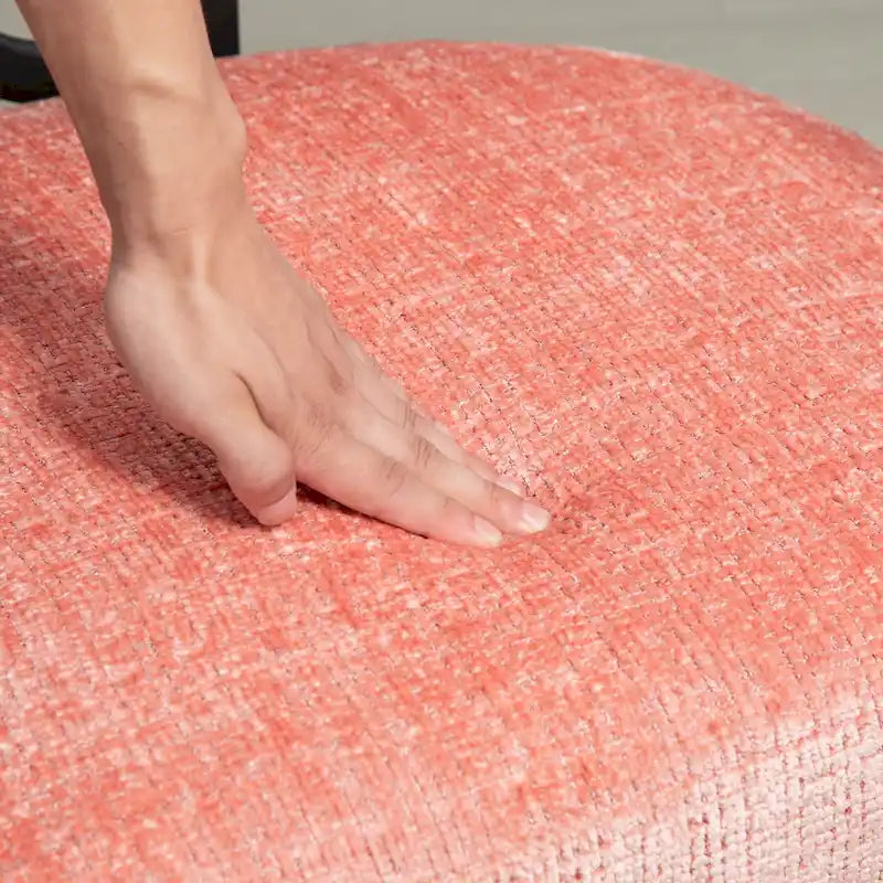 Pink 23.62 Upholstered Barrel Chair with Black Iron Frames