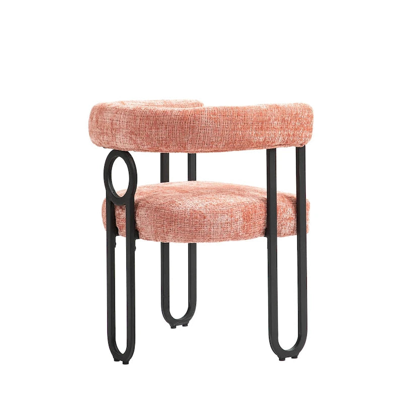 Pink 23.62 Upholstered Barrel Chair with Black Iron Frames