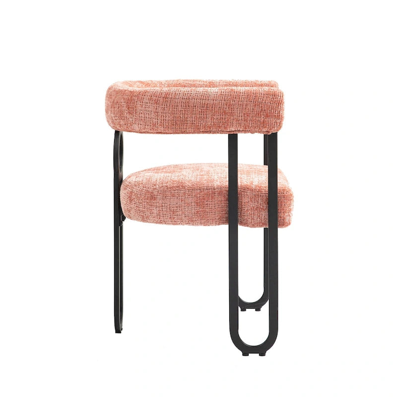 Pink 23.62 Upholstered Barrel Chair with Black Iron Frames