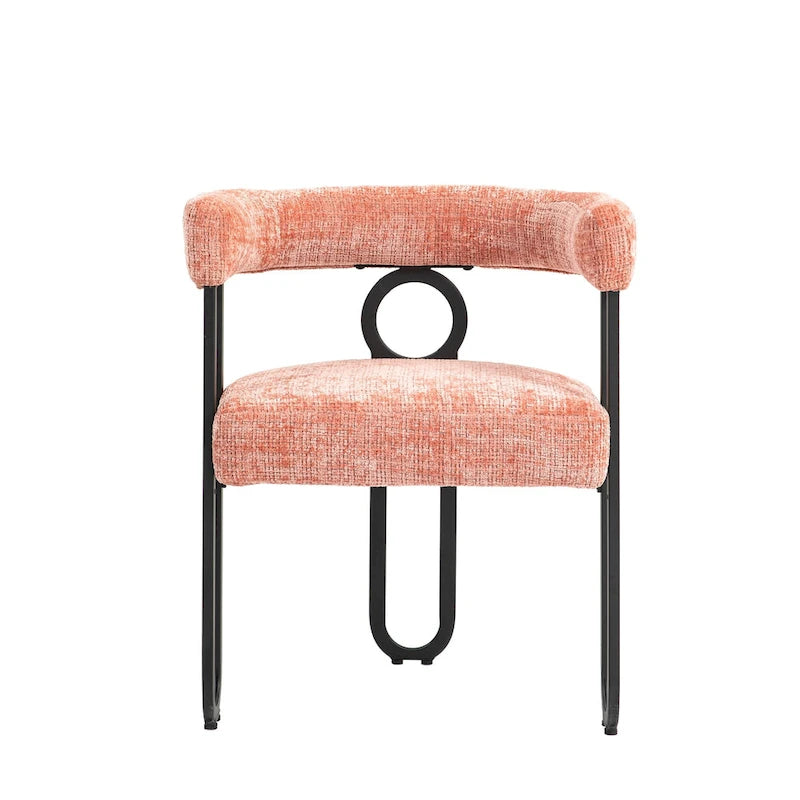 Pink 23.62 Upholstered Barrel Chair with Black Iron Frames
