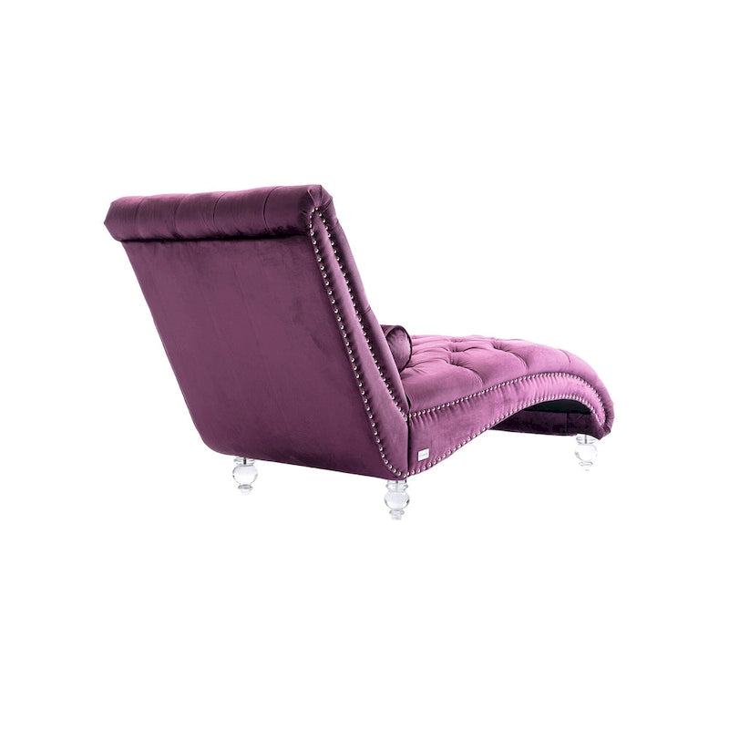 PUrple 63.98 Upholstered Tufted Chaise Lounge Chair with Pillow and Acrylic Legs
