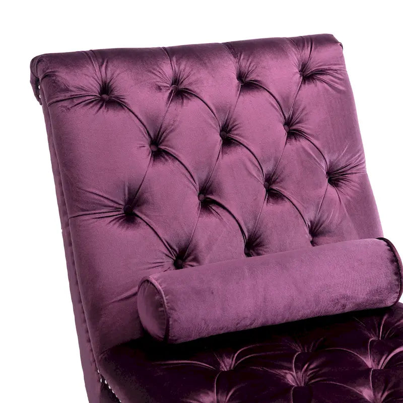 PUrple 63.98 Upholstered Tufted Chaise Lounge Chair with Pillow and Acrylic Legs