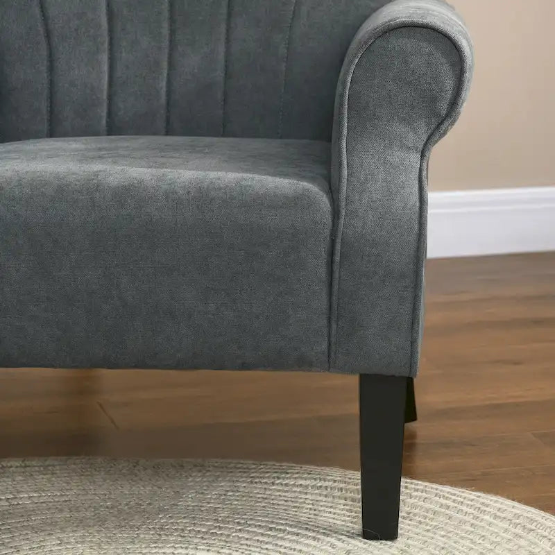 Dark Gray Modern 31.5 High Back Upholstered Arm Chair with Wood Legs
