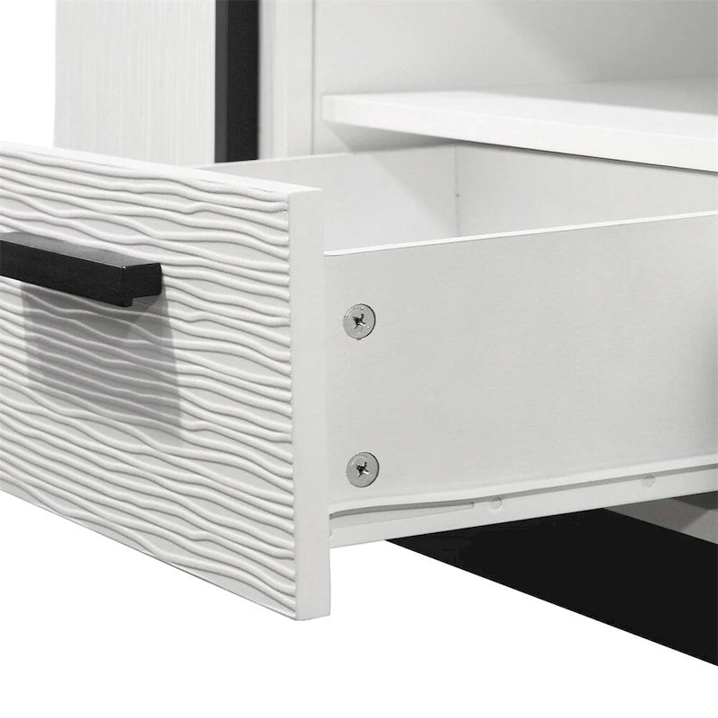 Wood TV Stand with Drawers and Adjustable Shelf