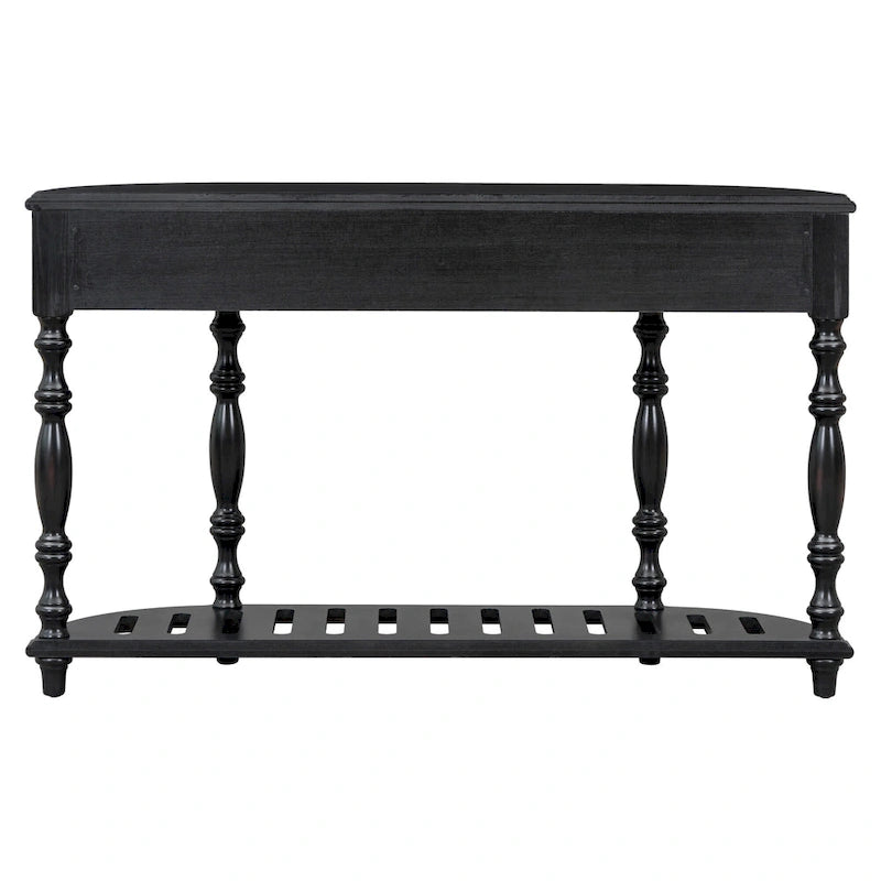 52'Curved Console Table Sofa Table Entryway Table for Hallway Living Room with 4 Drawers and 1 Shelf