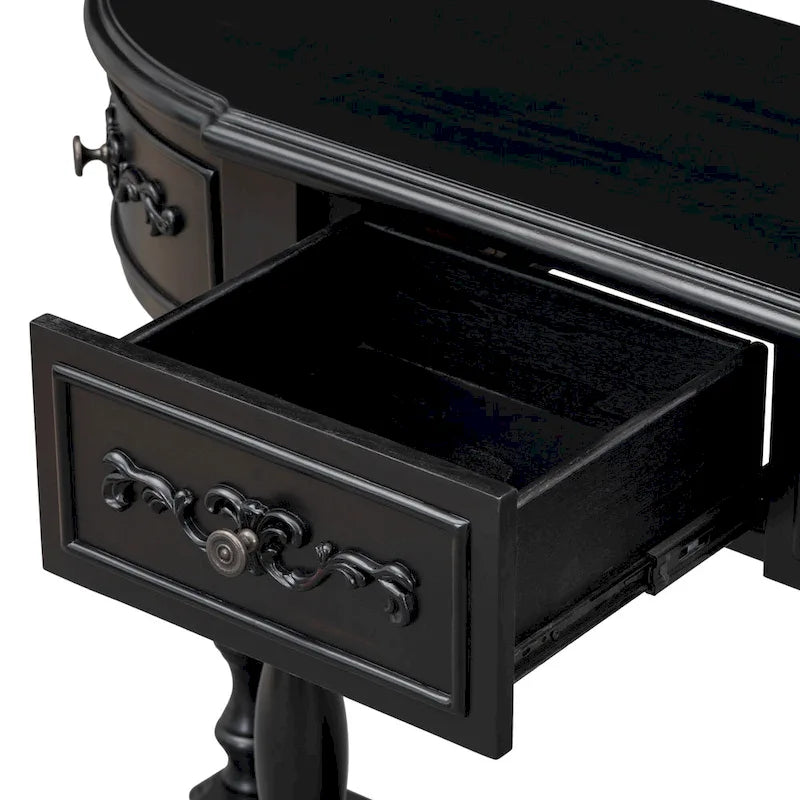 52'Curved Console Table Sofa Table Entryway Table for Hallway Living Room with 4 Drawers and 1 Shelf