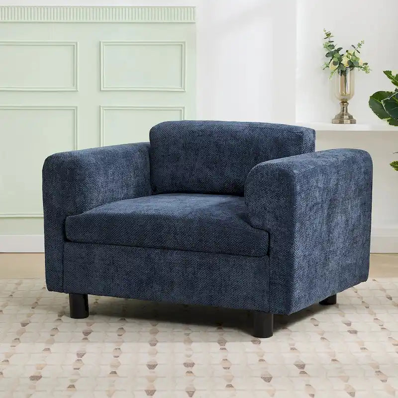 Modern Oversized Armchair Comfy Accent Chair Single Sofa for Living Room Bedroom Office Apartment, Woven Velvet Fabric