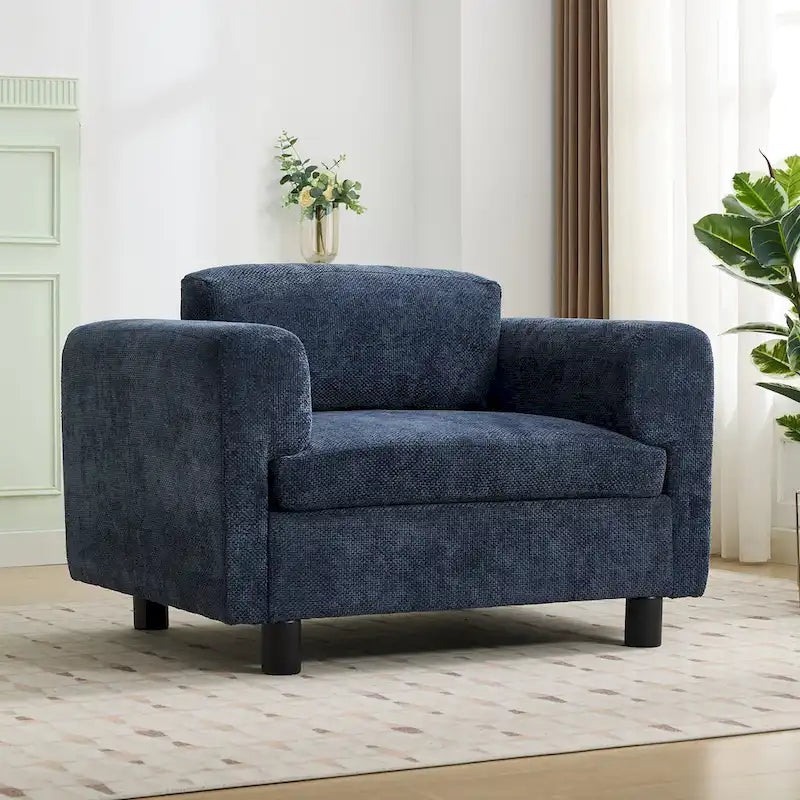 Modern Oversized Armchair Comfy Accent Chair Single Sofa for Living Room Bedroom Office Apartment, Woven Velvet Fabric