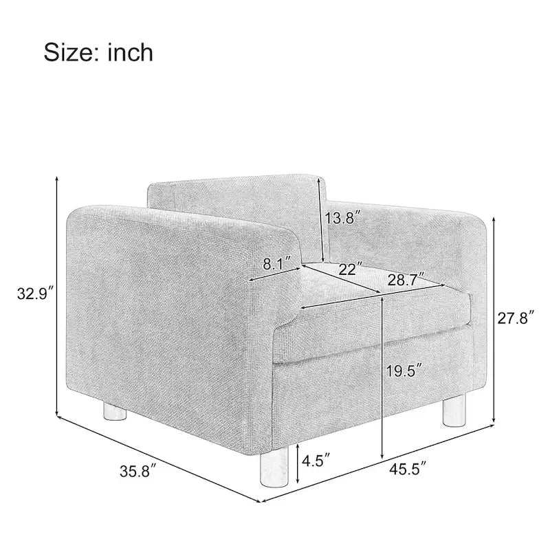 Modern Oversized Armchair Comfy Accent Chair Single Sofa for Living Room Bedroom Office Apartment, Woven Velvet Fabric