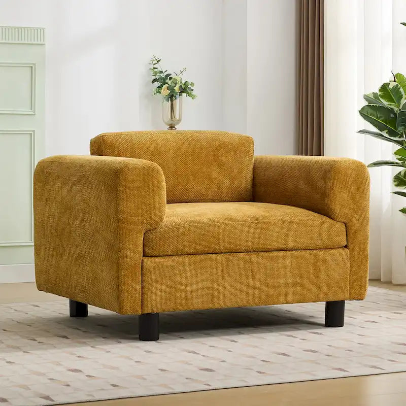 Modern Oversized Armchair Comfy Accent Chair Single Sofa for Living Room Bedroom Office Apartment, Woven Velvet Fabric