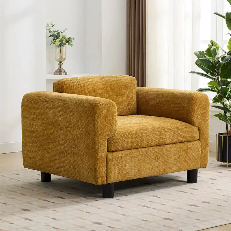 Modern Oversized Armchair Comfy Accent Chair Single Sofa for Living Room Bedroom Office Apartment, Woven Velvet Fabric