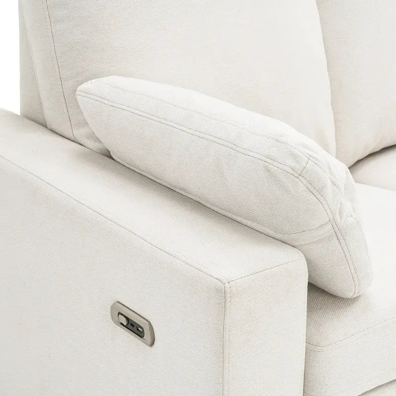 89 Power Recliner Sectional Sofa Home Theater Reclining Sofa with Two USB Ports, Two Storage Drawers for Living Room, Beige