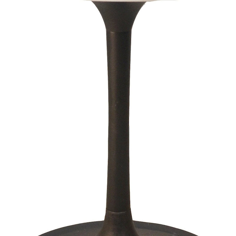 30 White And Black Rounded Marble And Iron Pedestal Base Dining Table