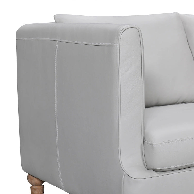 HomeRoots 85 Gray Leather Sofa With Brown Legs