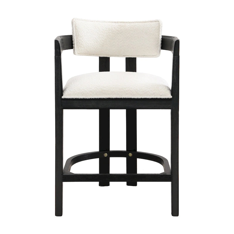 Netia 3-Piece Counter-Height Bar Set with Boucle Upholstered Chairs and Metal Table Base by Christopher Knight Home