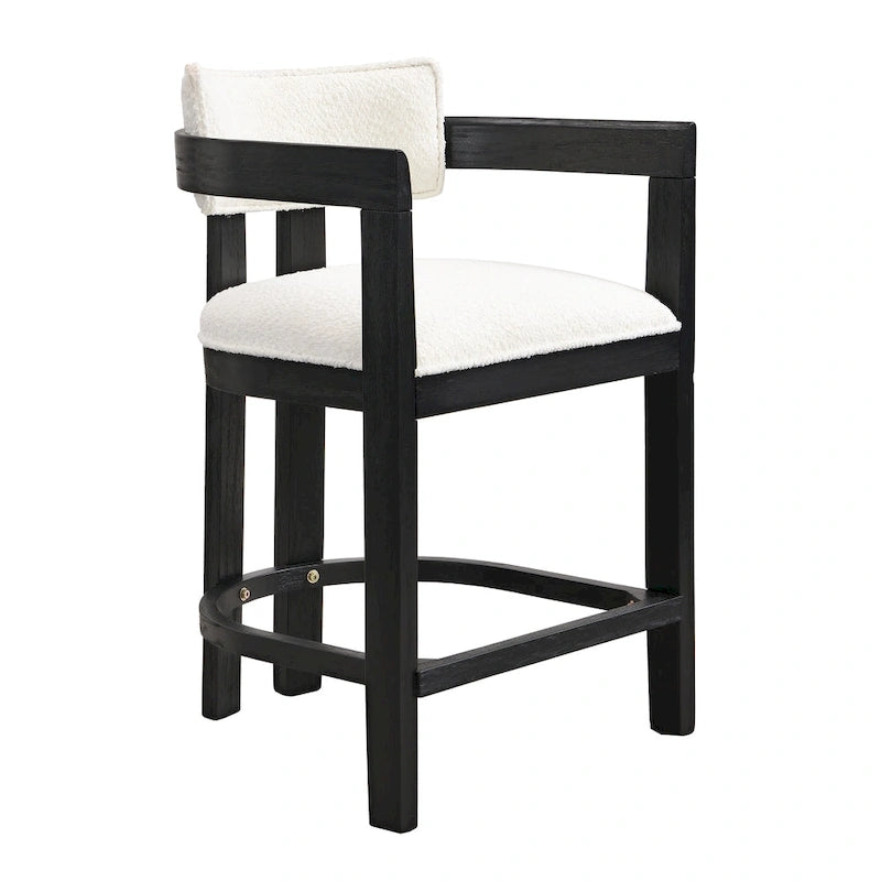 Netia 3-Piece Counter-Height Bar Set with Boucle Upholstered Chairs and Metal Table Base by Christopher Knight Home