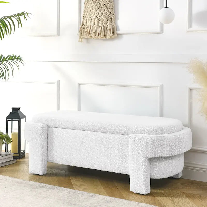 GDFStudio - Evelyn Chenille Upholstered Storage Bench with Turned Legs for Elegant Spaces