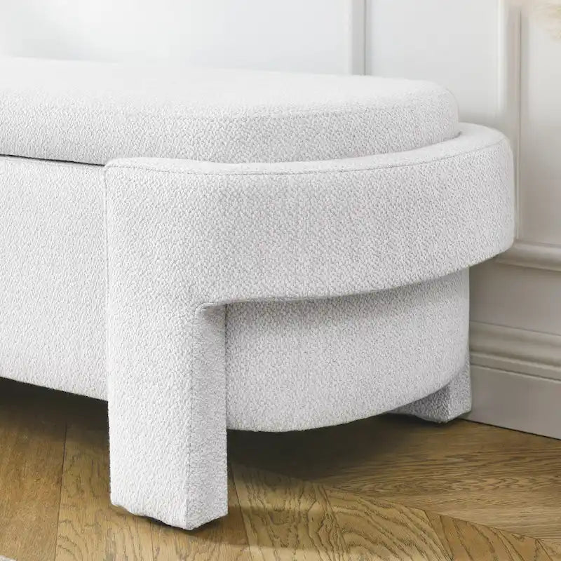 GDFStudio - Evelyn Chenille Upholstered Storage Bench with Turned Legs for Elegant Spaces