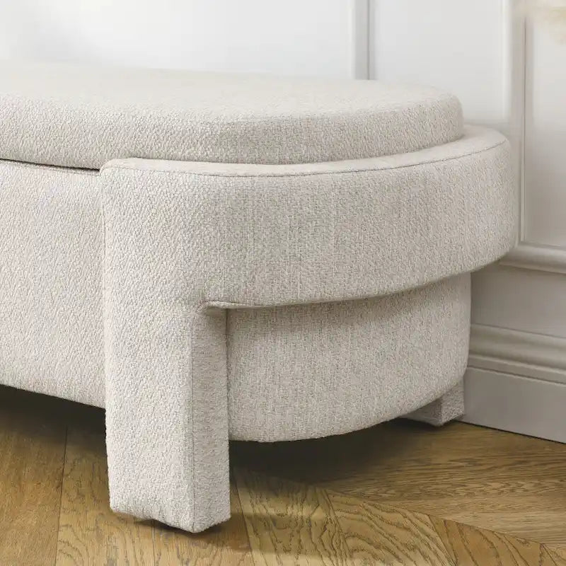GDFStudio - Evelyn Chenille Upholstered Storage Bench with Turned Legs for Elegant Spaces