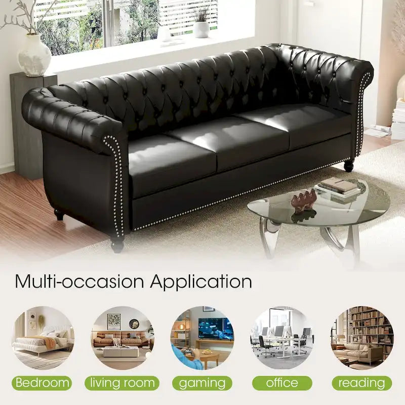 Naro Mid-Century 84 Modern 3 Seater Chesterfield Sofa Couches by Christopher Knight Home