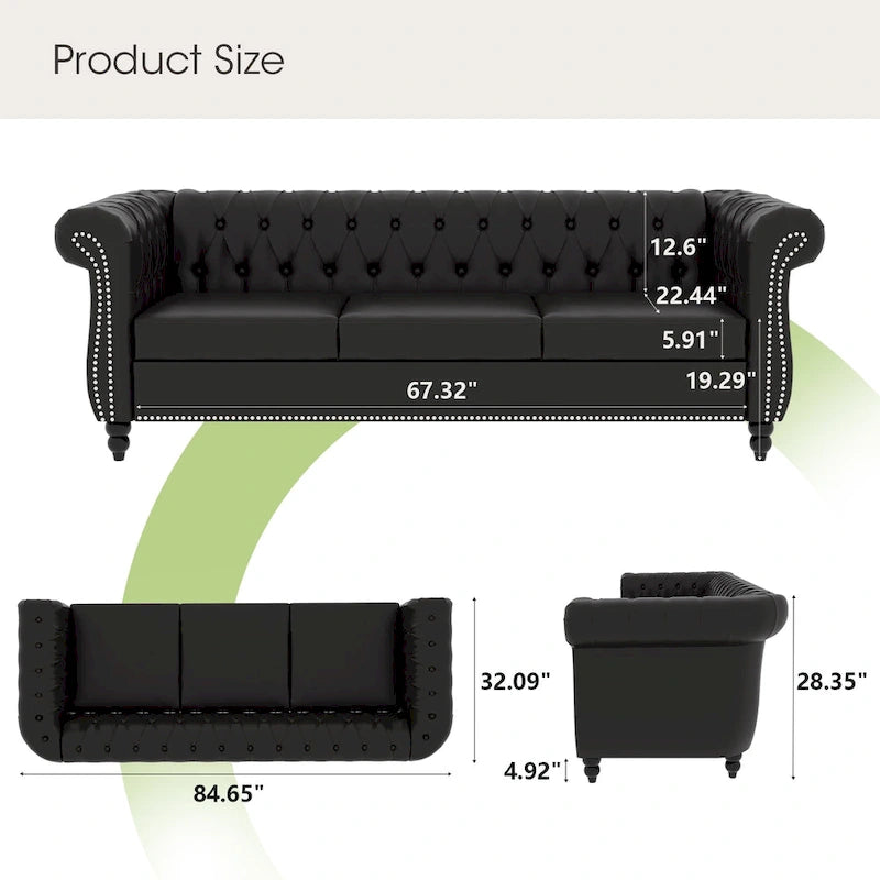 Naro Mid-Century 84 Modern 3 Seater Chesterfield Sofa Couches by Christopher Knight Home