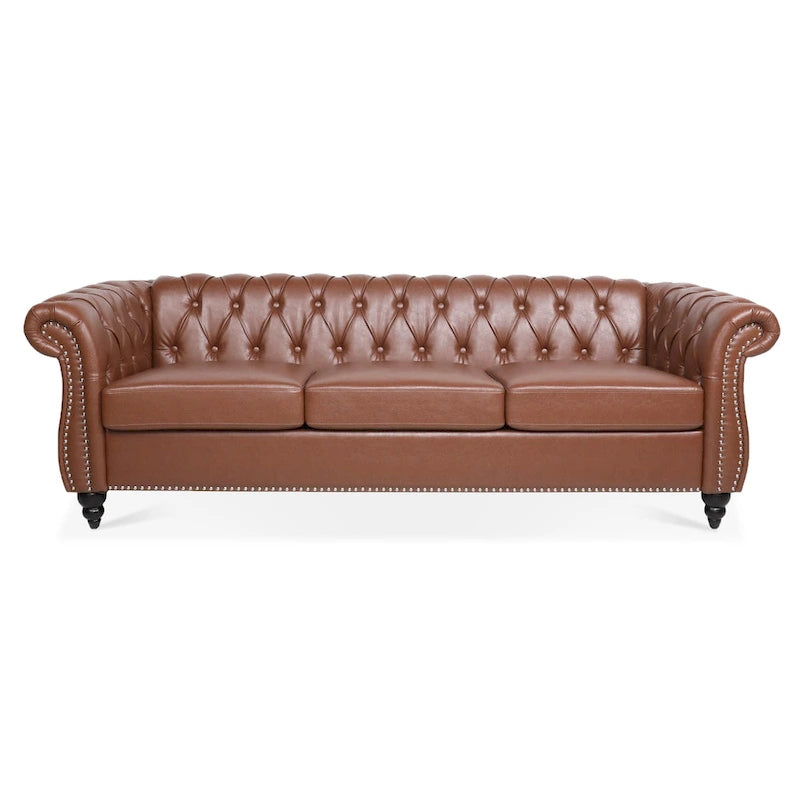Naro Mid-Century 84 Modern 3 Seater Chesterfield Sofa Couches by Christopher Knight Home