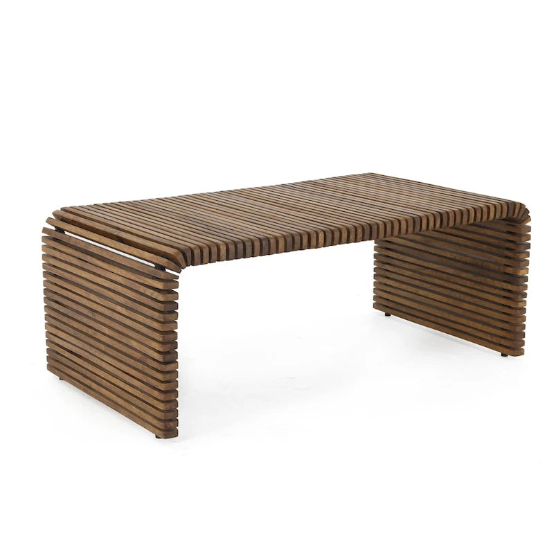 HomeRoots 26 Brown Solid Wood Stripes Coffee Table - 26' X '18' X '48