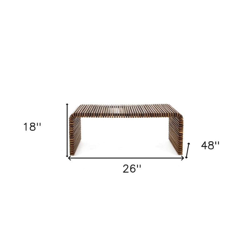 HomeRoots 26 Brown Solid Wood Stripes Coffee Table - 26' X '18' X '48