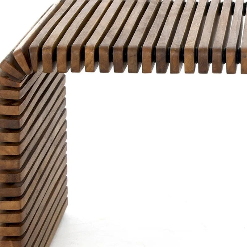 HomeRoots 26 Brown Solid Wood Stripes Coffee Table - 26' X '18' X '48