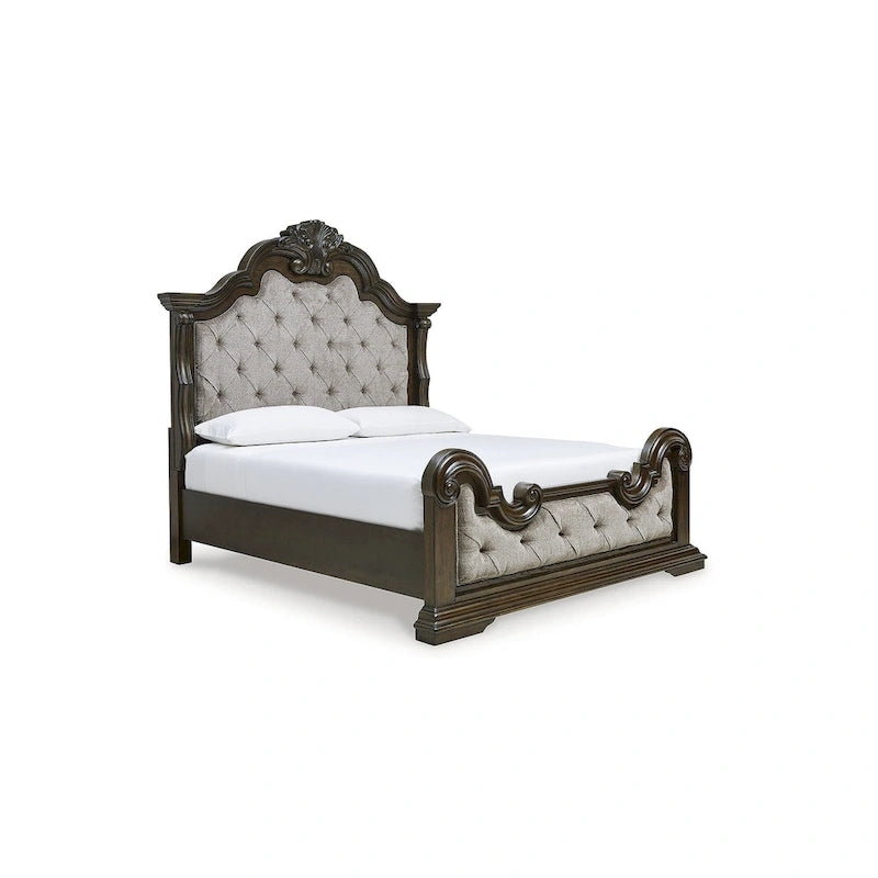 Signature Design by Ashley Maylee Dark Brown/Gray Upholstered Panel Bed