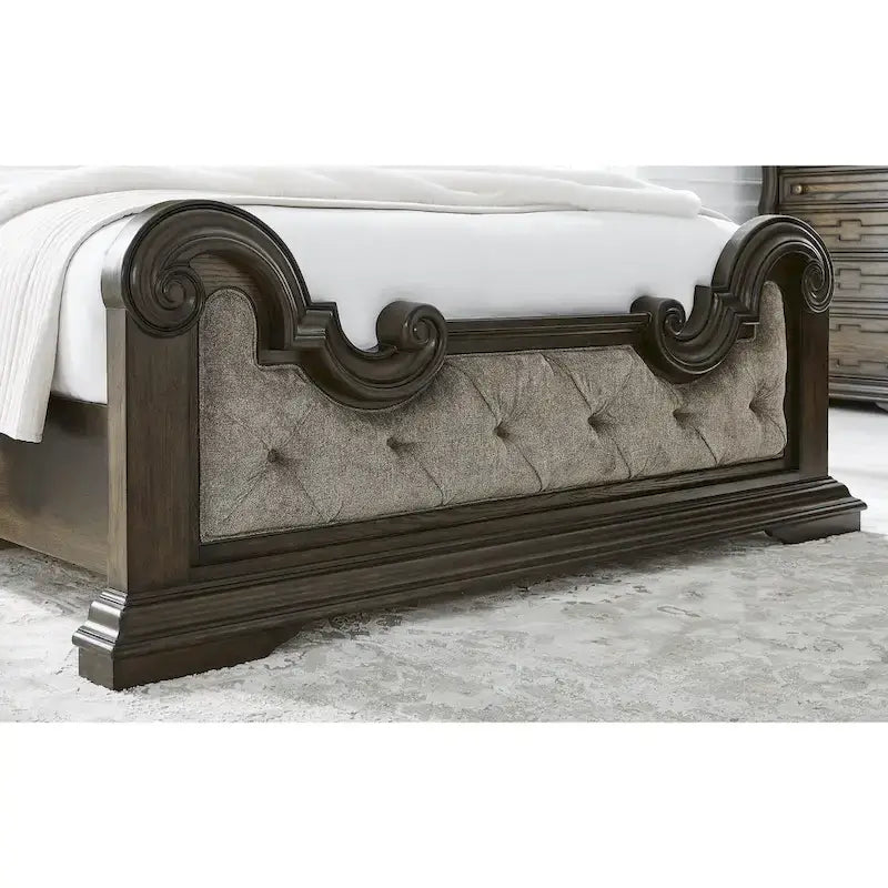 Signature Design by Ashley Maylee Dark Brown/Gray Upholstered Panel Bed