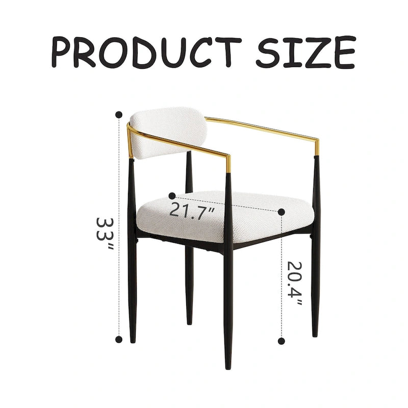 Set of 2 Modern Medieval Dining Chairs,Teddy Velvet, Metal Legs