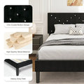 Upholstered Platform Bed, Full Size, Black with Padded Headboard & Heavy-Duty Metal Frame