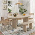 Dining Table Set for 6Oval Kitchen Table and Rattan-Back Chairs