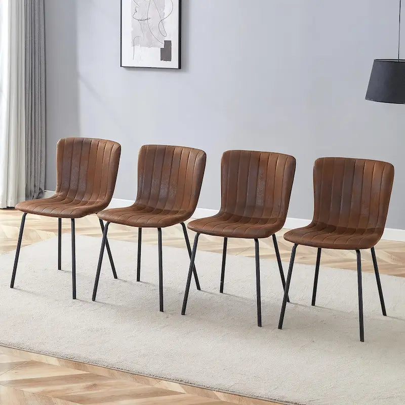 Classic Dining Chair Set of 4, Kitchen Armless Side Chair, Interior Decoration Chair with Metal Legs for Dining Room