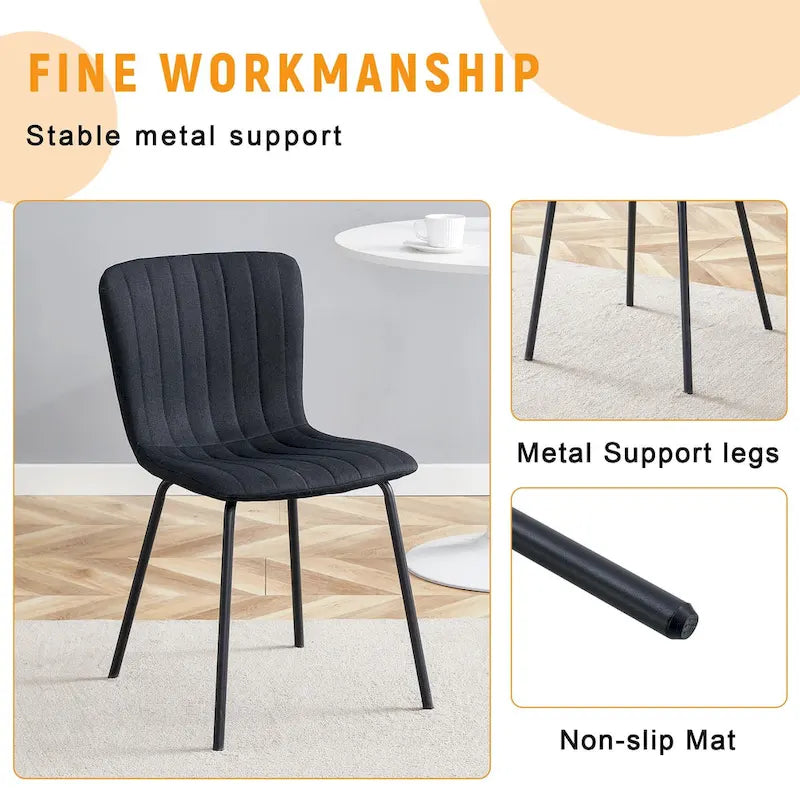 Classic Dining Chair Set of 4, Kitchen Armless Side Chair, Interior Decoration Chair with Metal Legs for Dining Room