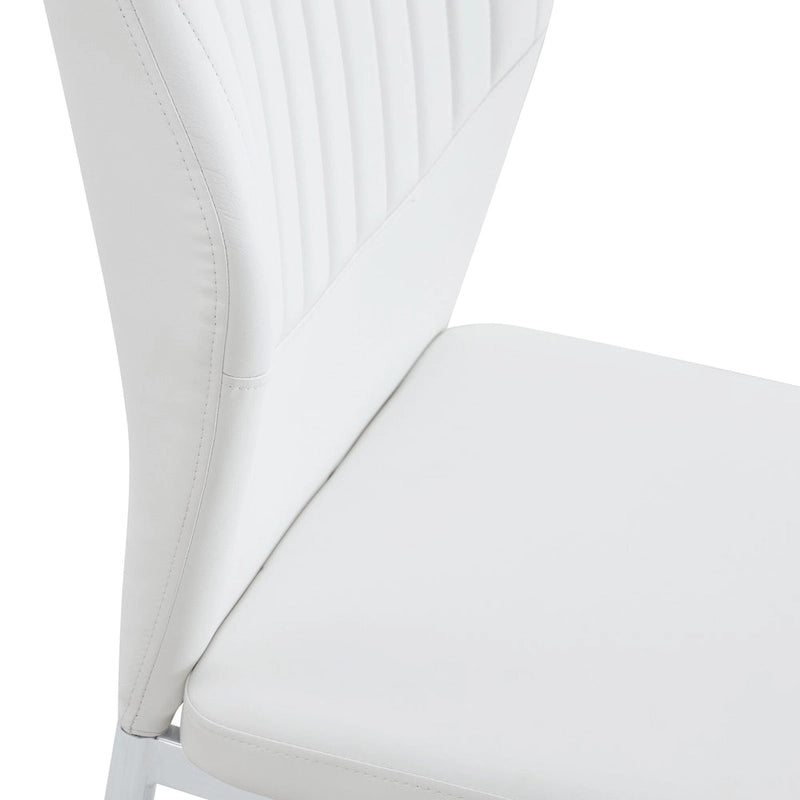 Luxury Simple Chair Set of 6 PU High Resilience Dining Chair with Metal Silver Leg Kitchen Armless Side Chair