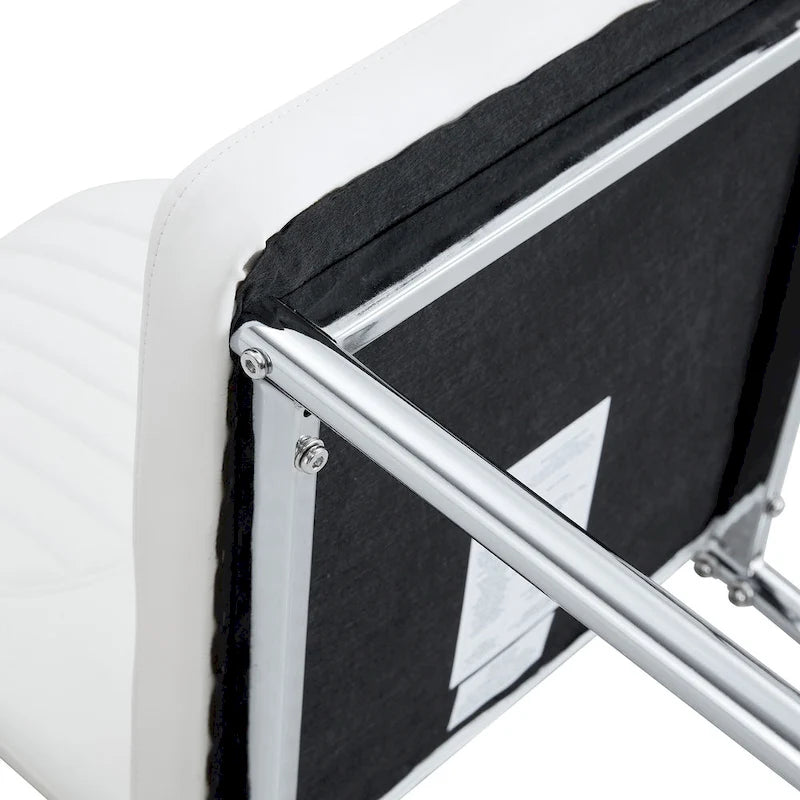 Luxury Simple Chair Set of 6 PU High Resilience Dining Chair with Metal Silver Leg Kitchen Armless Side Chair