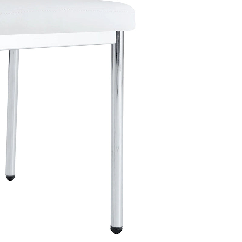 Luxury Simple Chair Set of 6 PU High Resilience Dining Chair with Metal Silver Leg Kitchen Armless Side Chair