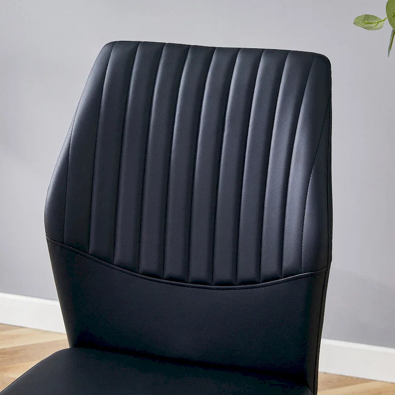 Luxury Simple Chair Set of 6 PU High Resilience Dining Chair with Metal Silver Leg Kitchen Armless Side Chair