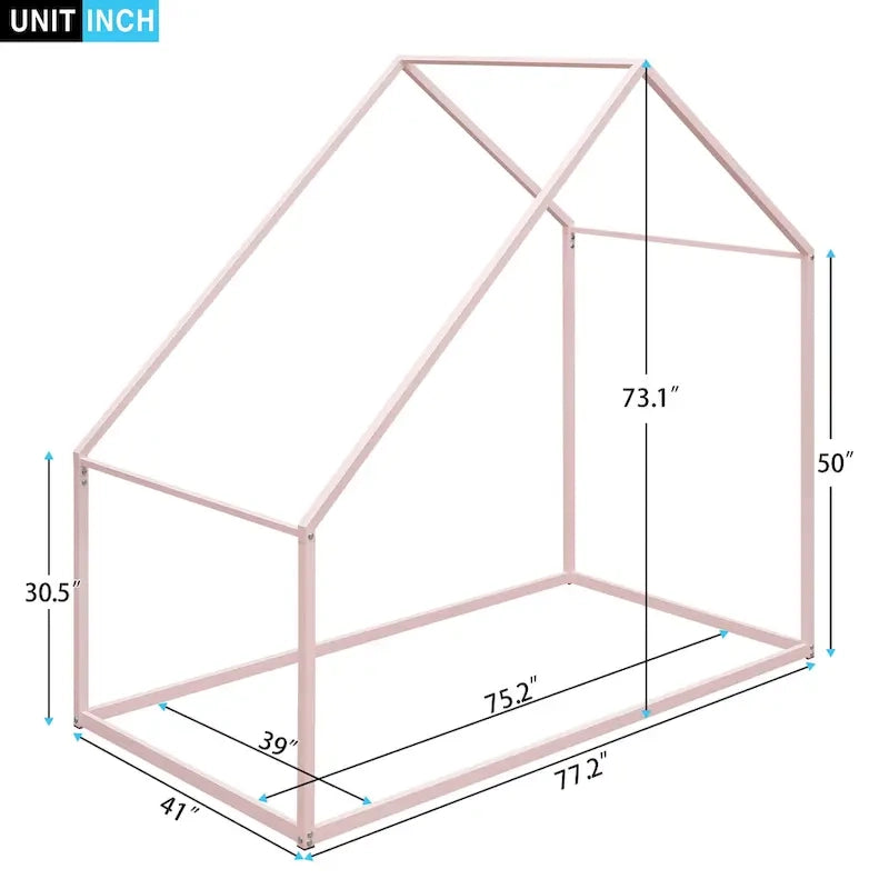Twin Size Metal House Bed Kids Bed