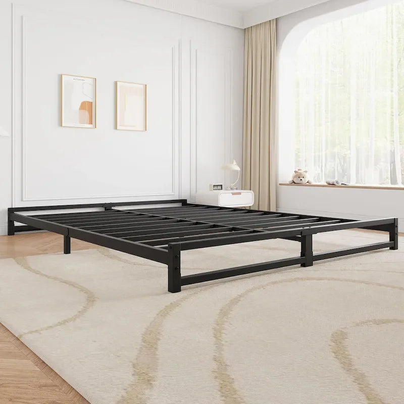 Metal Platform Bed Frame with Steel Slats Support