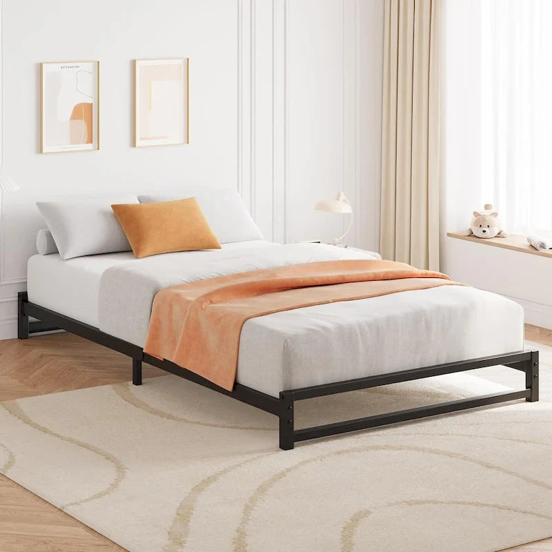 Metal Platform Bed Frame with Steel Slats Support