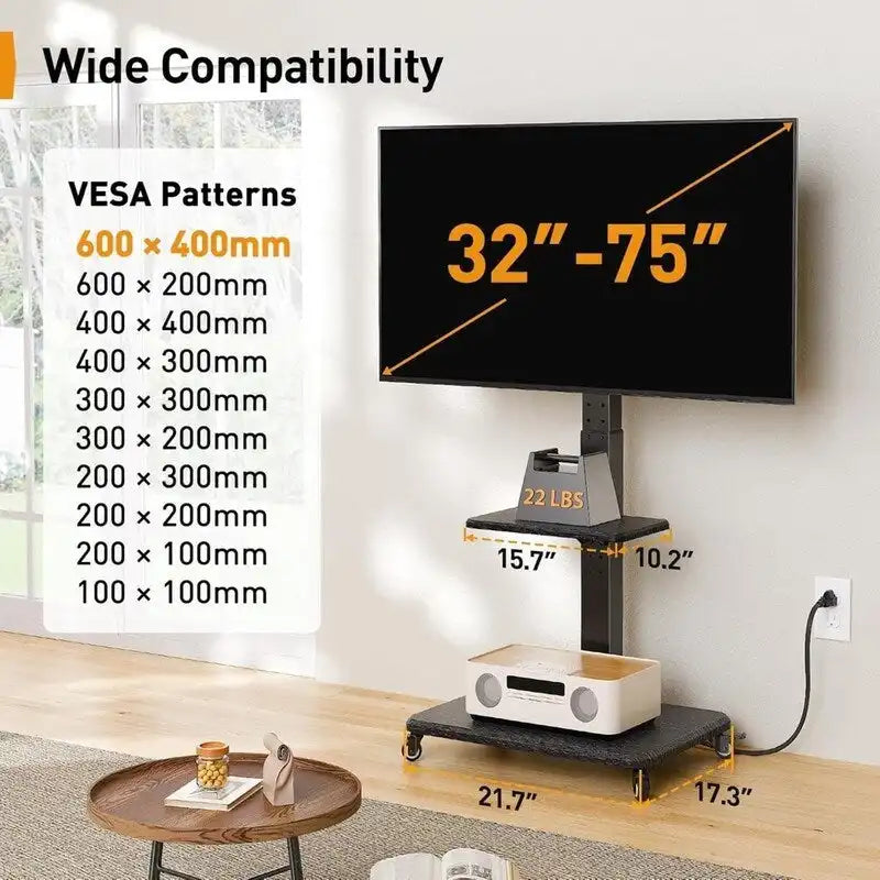 Mobile TV Stand with Power Outlet