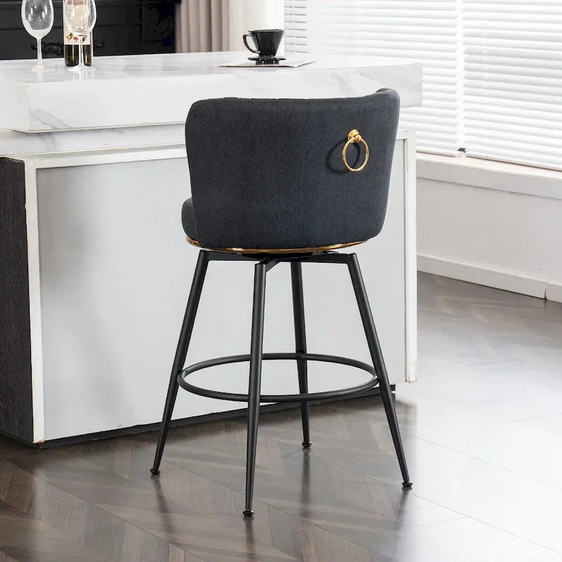 Modern Swivel Bar Stools Set of 2, Performance Upholstered Counter Height Bar Stool with Back for Kitchen, Bar, Dining Room