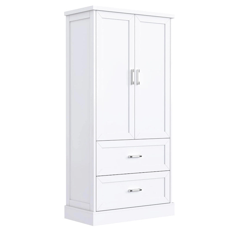 Tall Bathroom Storage Cabinet Cabinet with Two Doors and Drawers Adjustable Shelf MDF Board