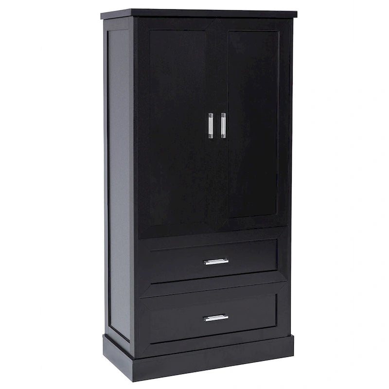 Tall Bathroom Storage Cabinet Cabinet with Two Doors and Drawers Adjustable Shelf MDF Board